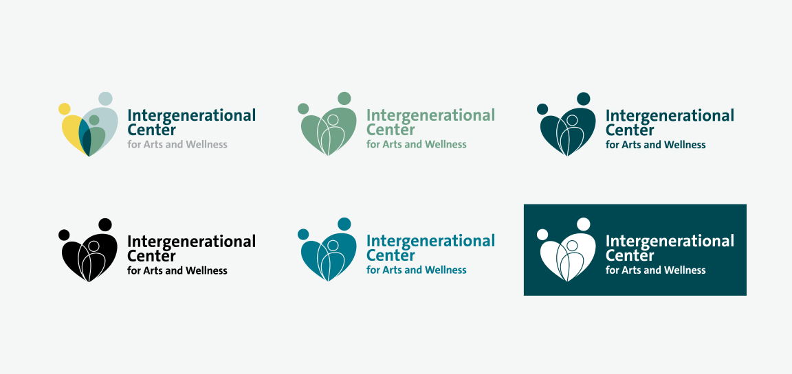 "intergenerational center for arts and wellness" logo in multiple colors