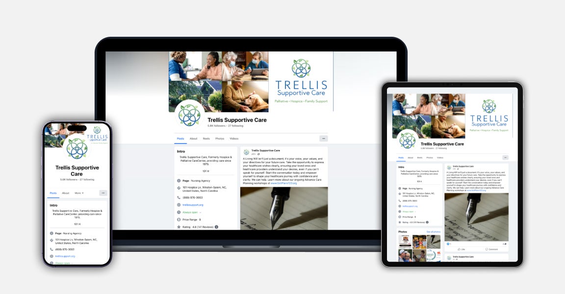 Trellis social media posts on different browsers