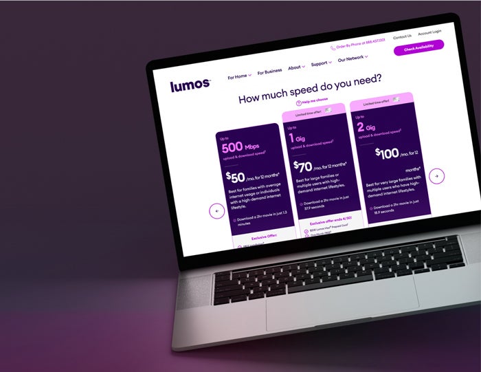 lumos website on a computer