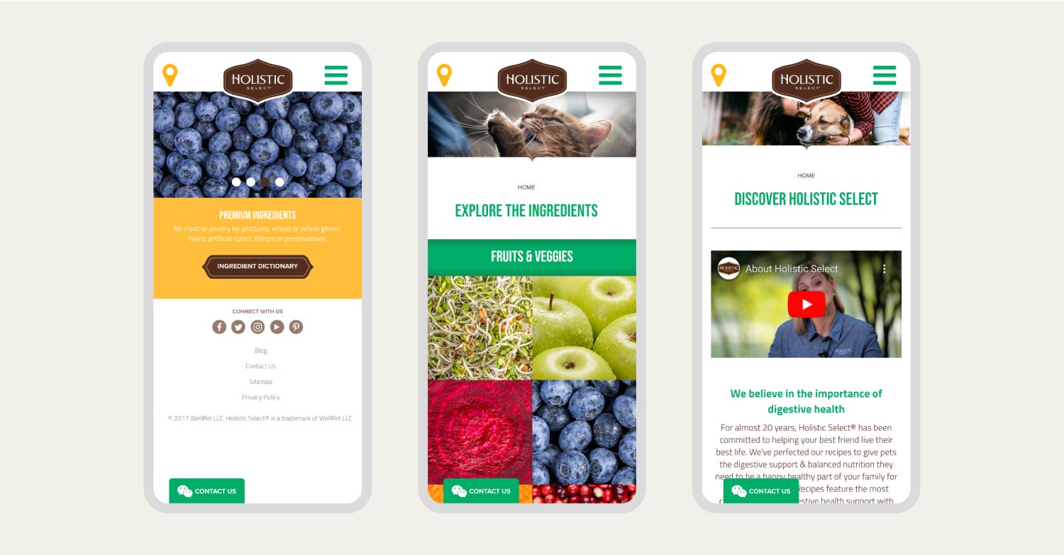 holistic select site on mobile devices