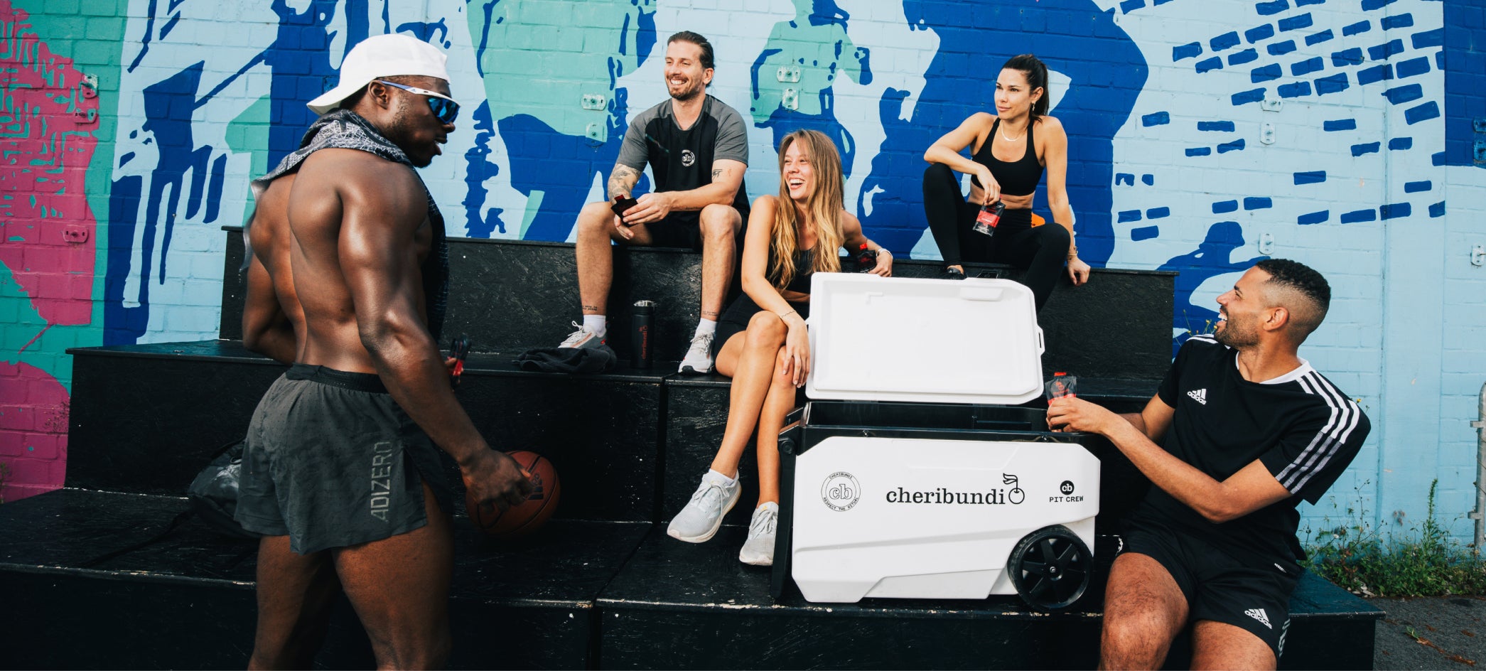 healthily people all handing out