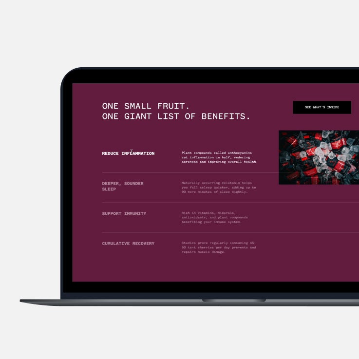 screenshots of Cheribundi website