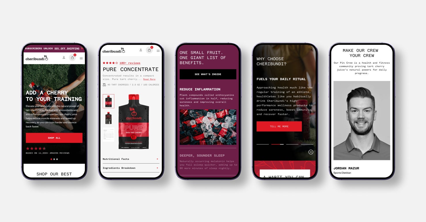 Screenshots of the mobile design