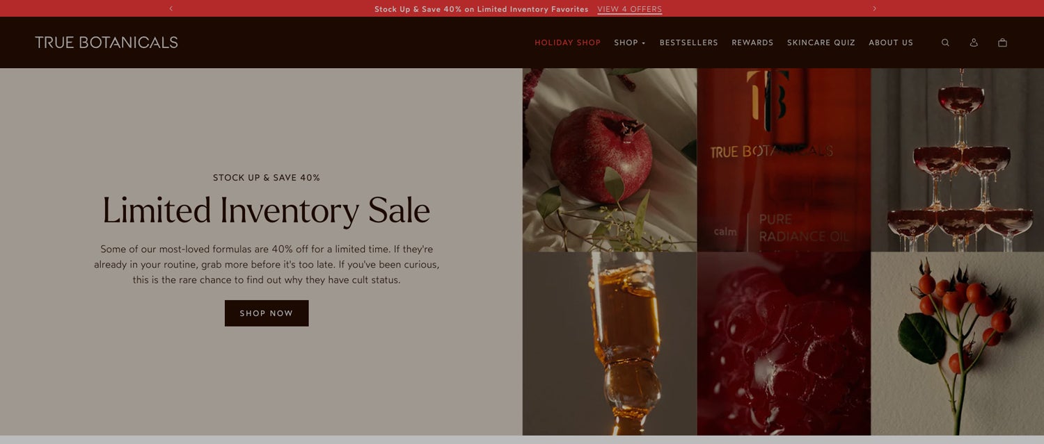true botanicals homepage