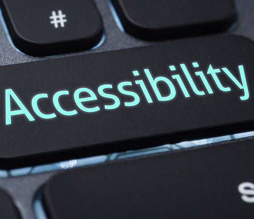 Accessibility by Default graphic showing a keyboard with an Accessibility key.